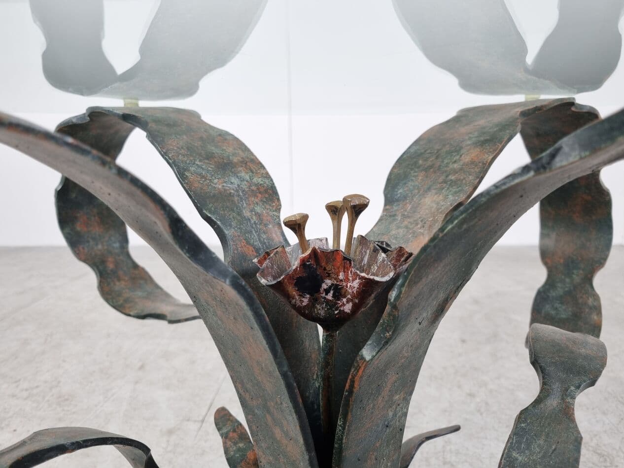 Coffee table, grey steel, glass, Germany, 1970s. - 265713