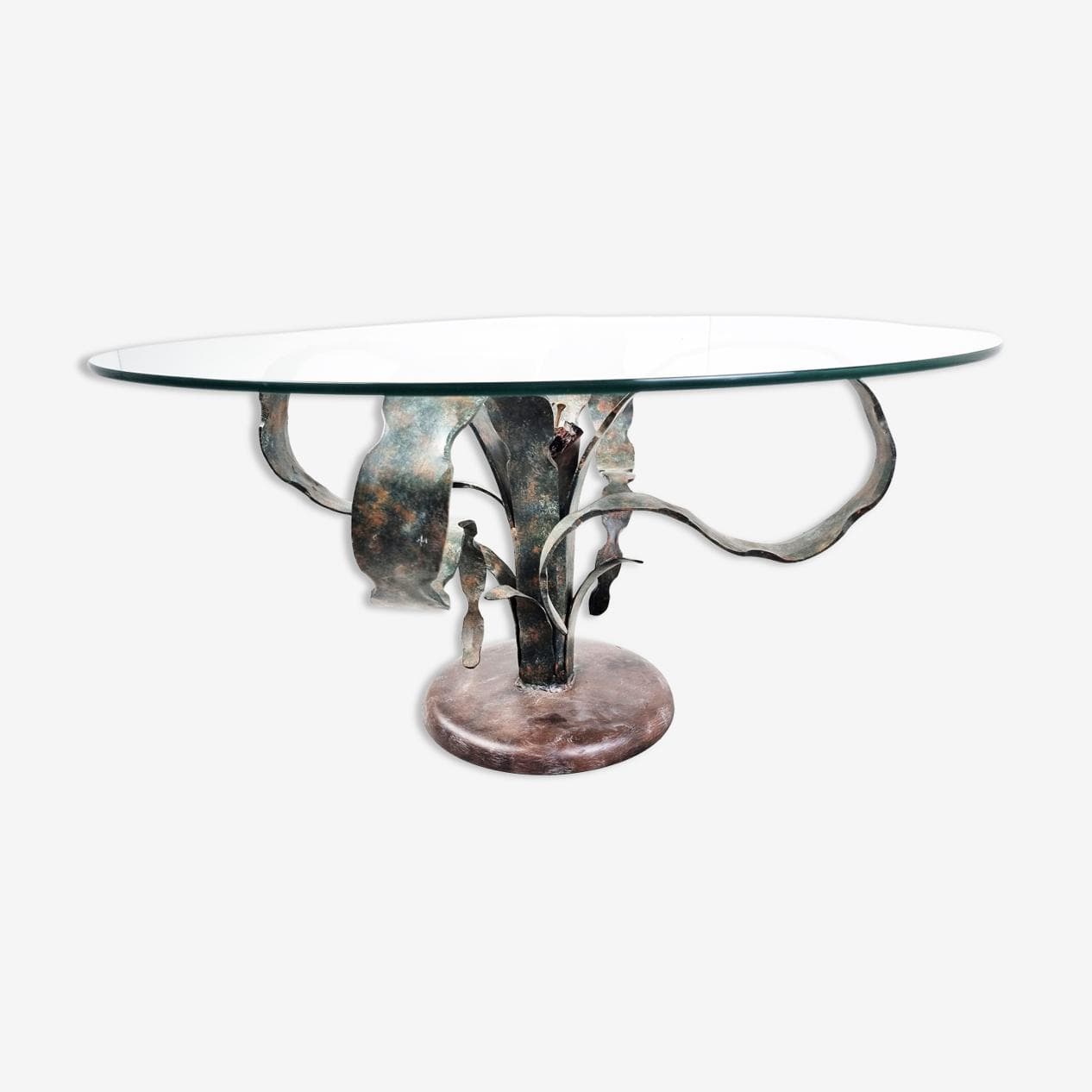 Coffee table, grey steel, glass, Germany, 1970s. - 265708