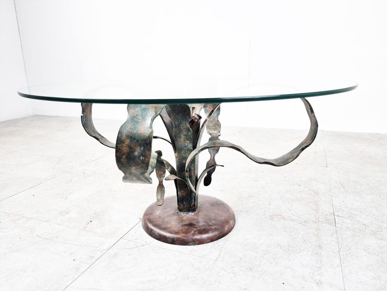 Coffee table, grey steel, glass, Germany, 1970s. - 265716