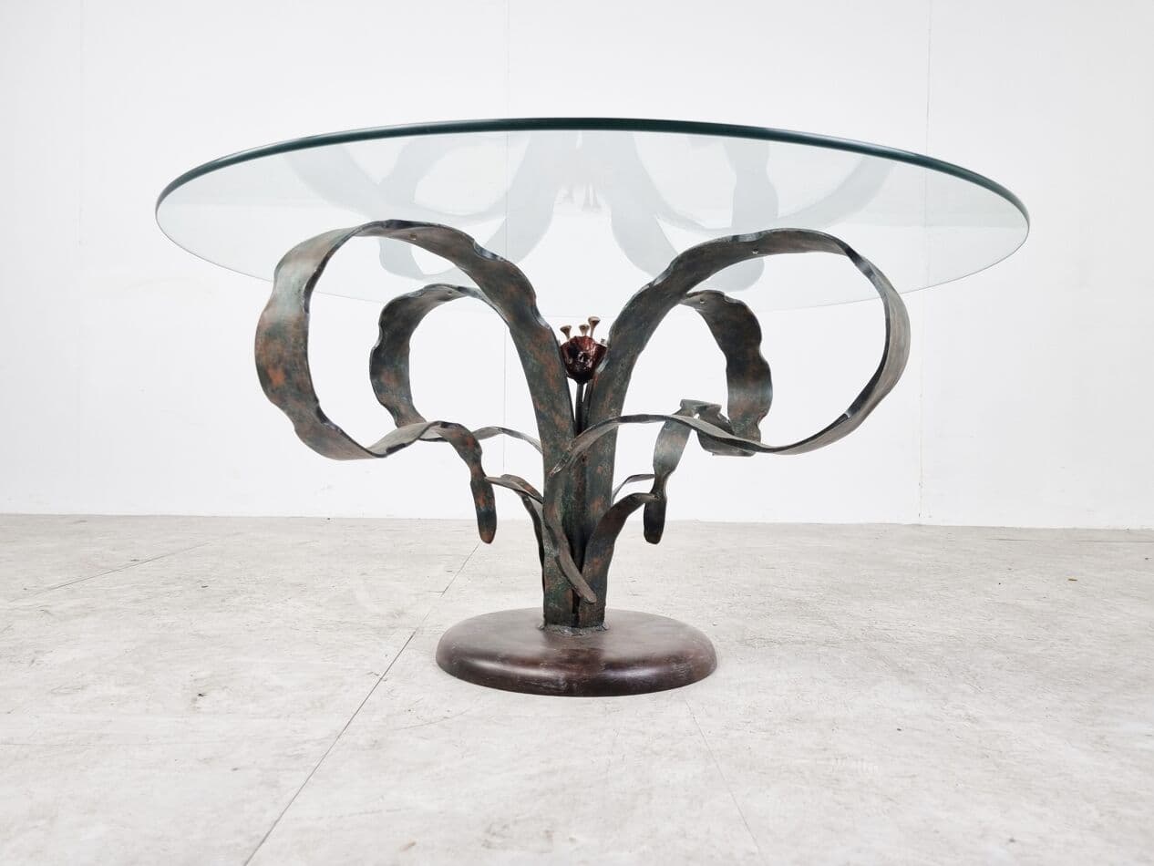 Coffee table, grey steel, glass, Germany, 1970s. - 265711