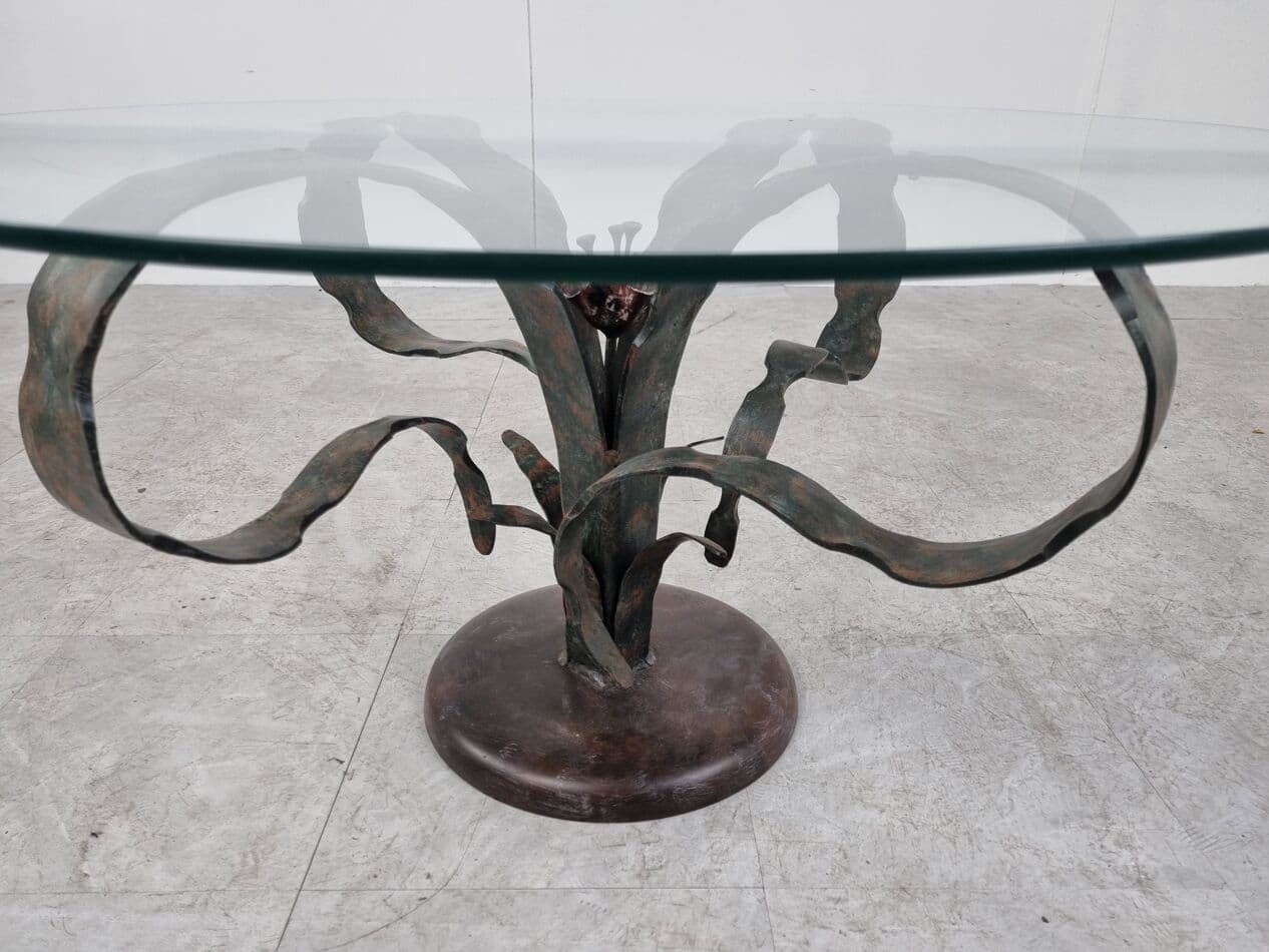 Coffee table, grey steel, glass, Germany, 1970s. - 265712