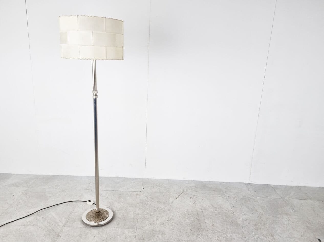 Lampa podłogowa brutalistyczna, metal chromowany srebrny, Niemcy, lata 70. - 265692