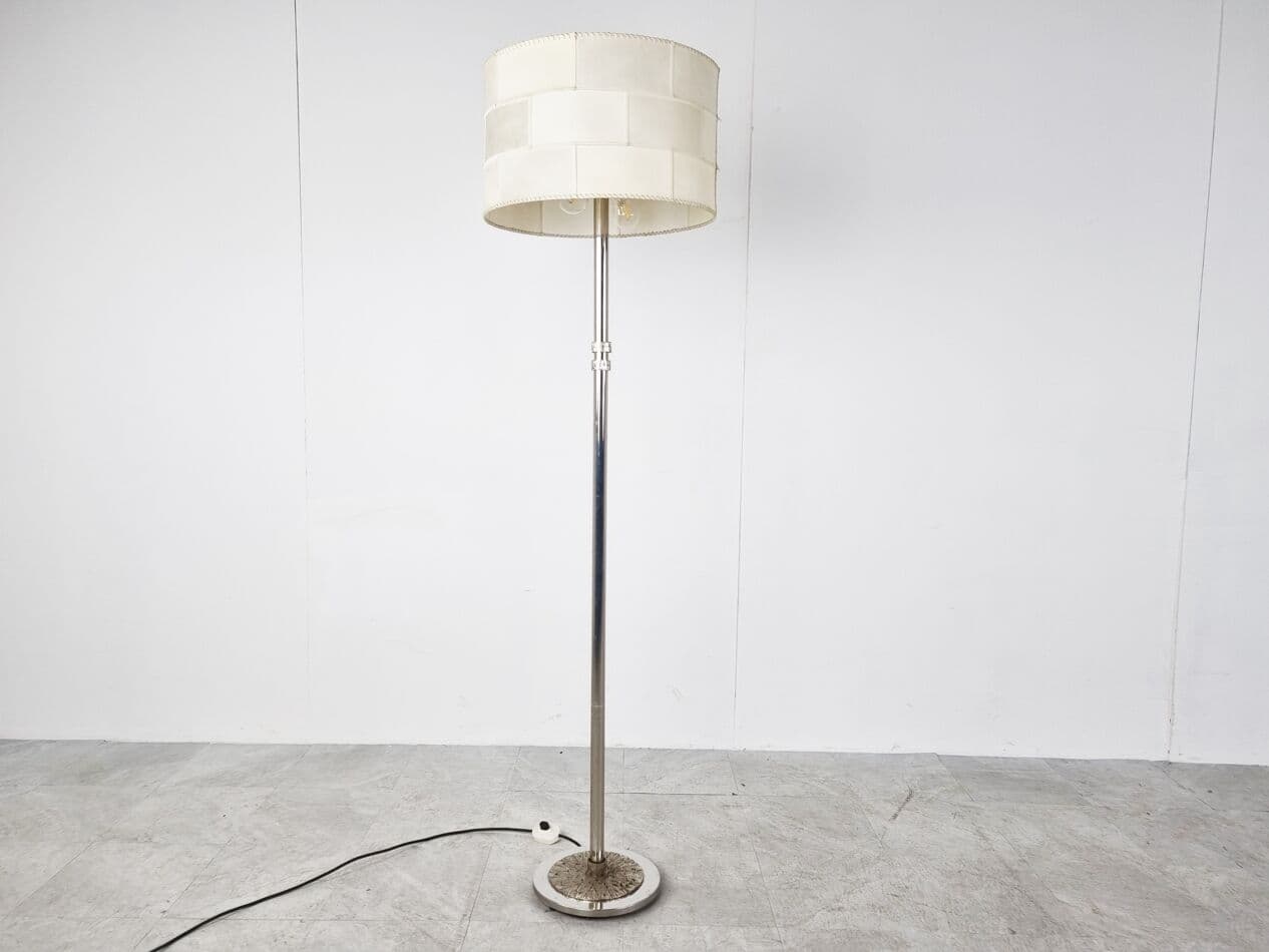 Lampa podłogowa brutalistyczna, metal chromowany srebrny, Niemcy, lata 70. - 265691