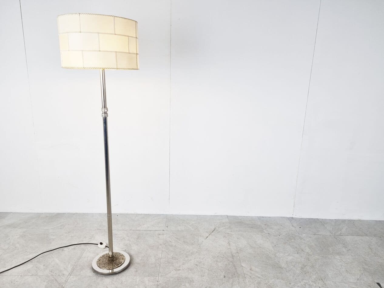 Lampa podłogowa brutalistyczna, metal chromowany srebrny, Niemcy, lata 70. - 265685