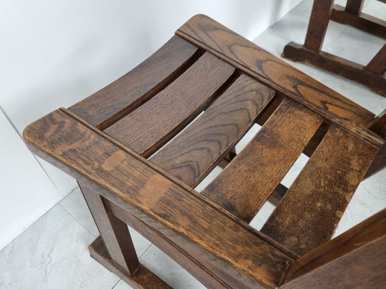 Set of Six Brutalist Dining Chairs, brown elm, Germany, 1960s - 265670