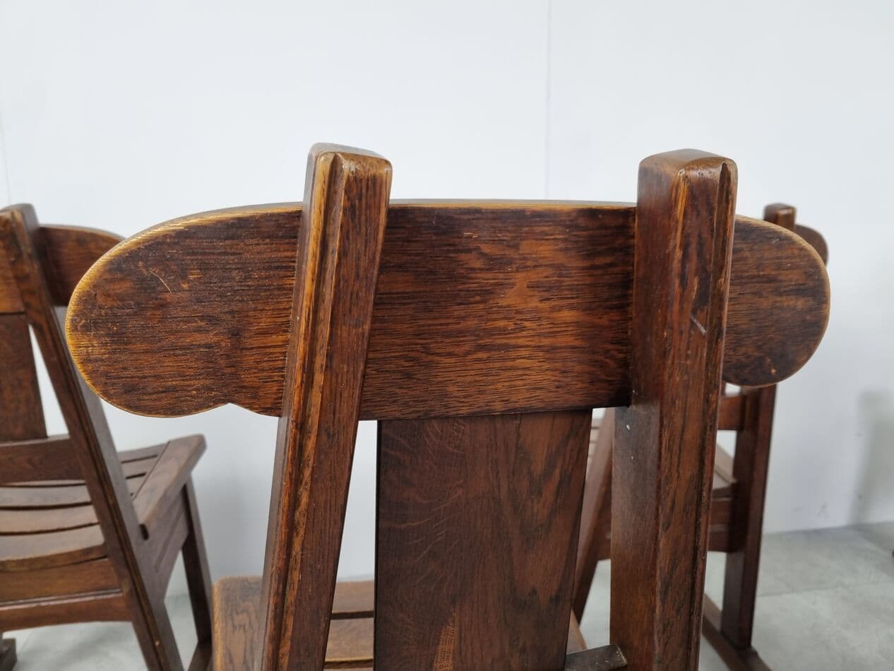 Set of Six Brutalist Dining Chairs, brown elm, Germany, 1960s - 265671