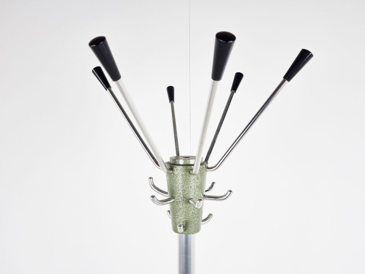 Wieszak stojący, srebrny, metal, lata 60. - 265656