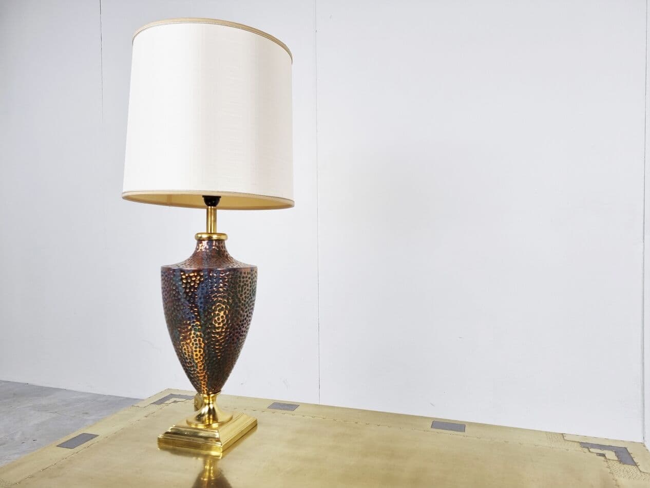 Lampa stołowa, ceramika multikolor, Francja, lata 70. - 265648