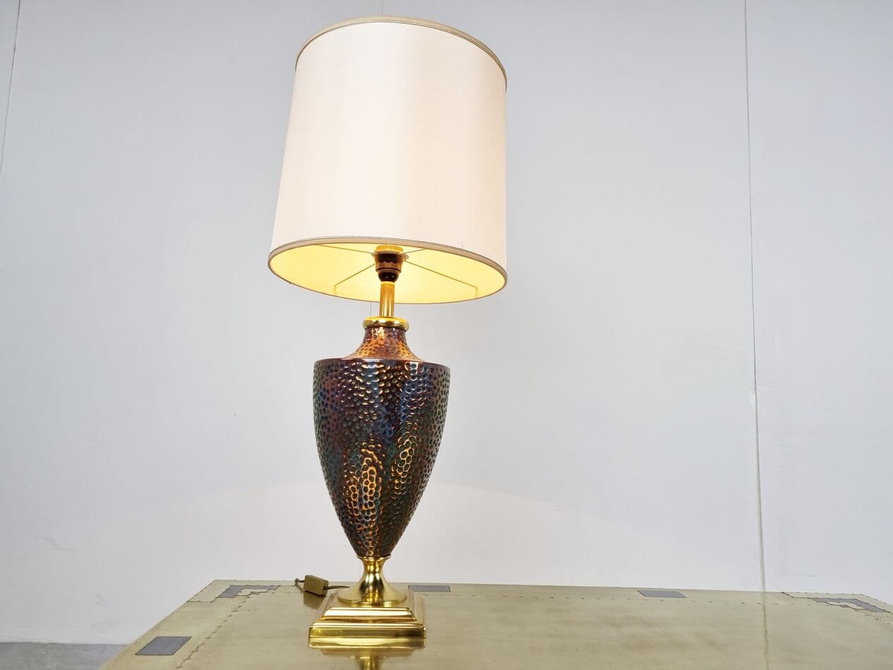 Lampa stołowa, ceramika multikolor, Francja, lata 70. - 265645
