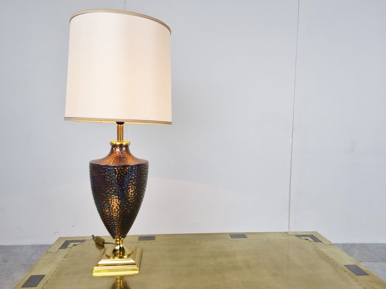 Lampa stołowa, ceramika multikolor, Francja, lata 70. - 265652