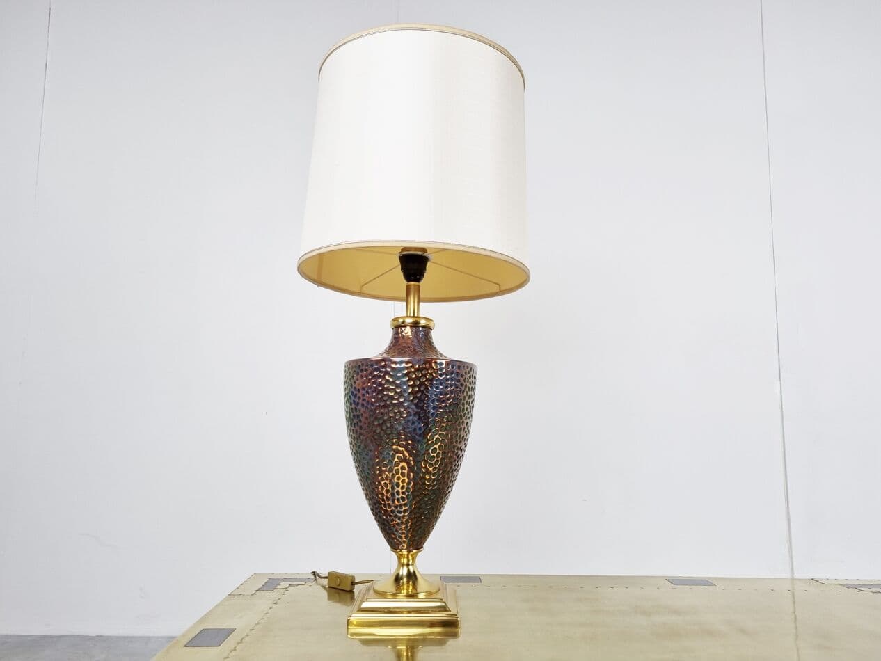 Lampa stołowa, ceramika multikolor, Francja, lata 70. - 265649
