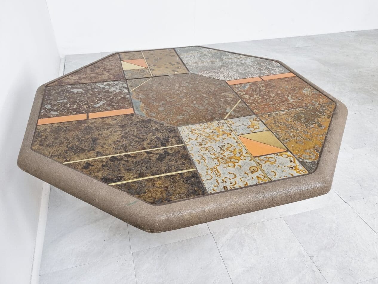 Coffee Table Brutalist, brown stone, Germany, 1970s - 265625