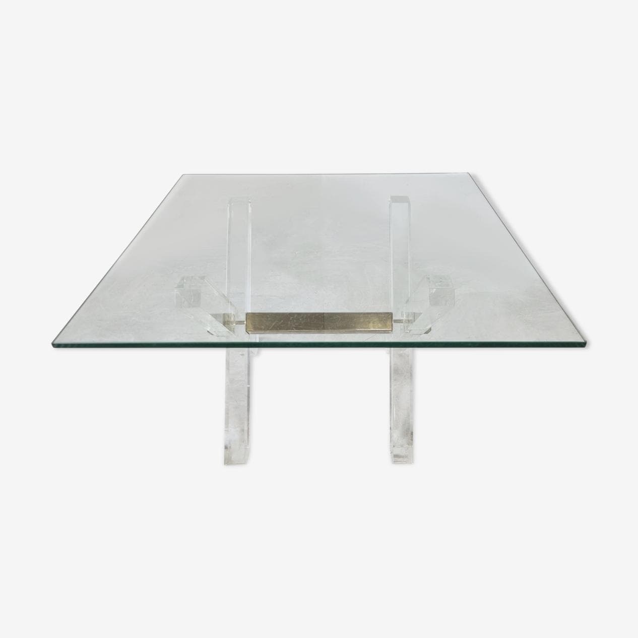 Coffee table, gold, glass, brass, lucite, Belgium, 1970s. - 265604