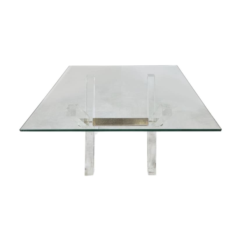 Coffee table, gold, glass, brass, lucite, Belgium, 1970s.