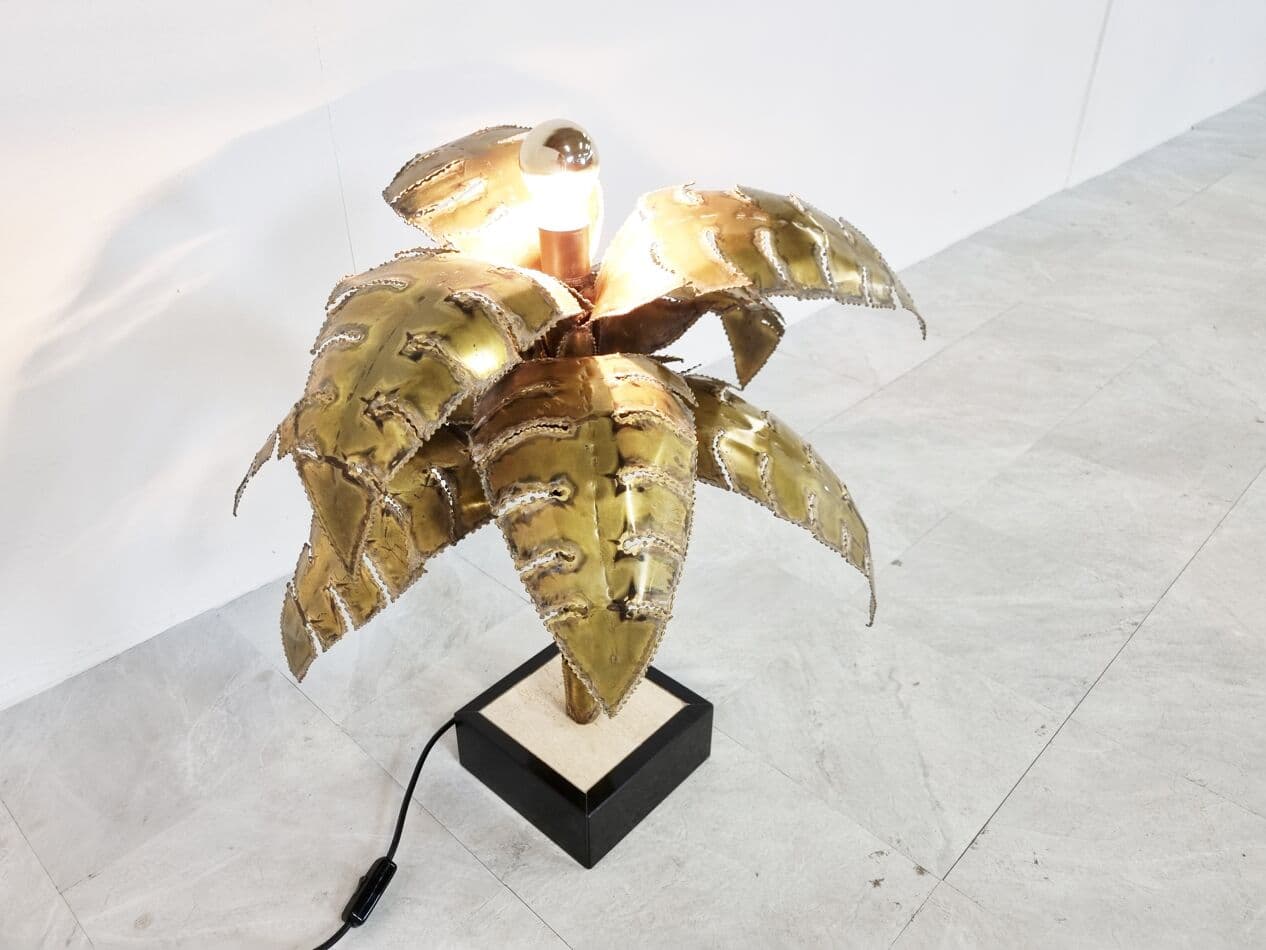 Lampa stołowa Palm, złoty, mosiądz, Francja, lata 70. - 265563