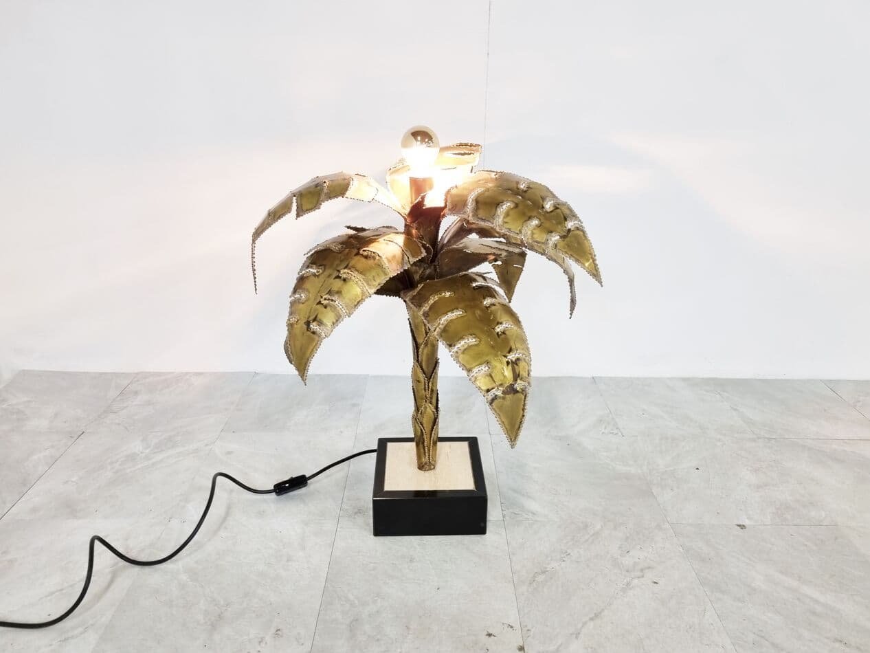 Lampa stołowa Palm, złoty, mosiądz, Francja, lata 70. - 265557