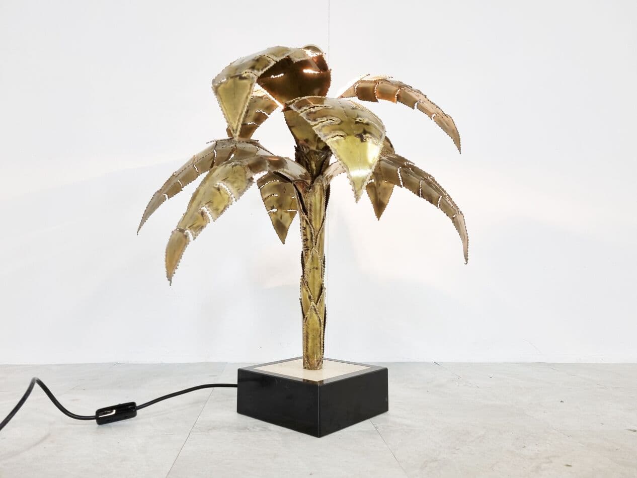 Lampa stołowa Palm, złoty, mosiądz, Francja, lata 70. - 265566
