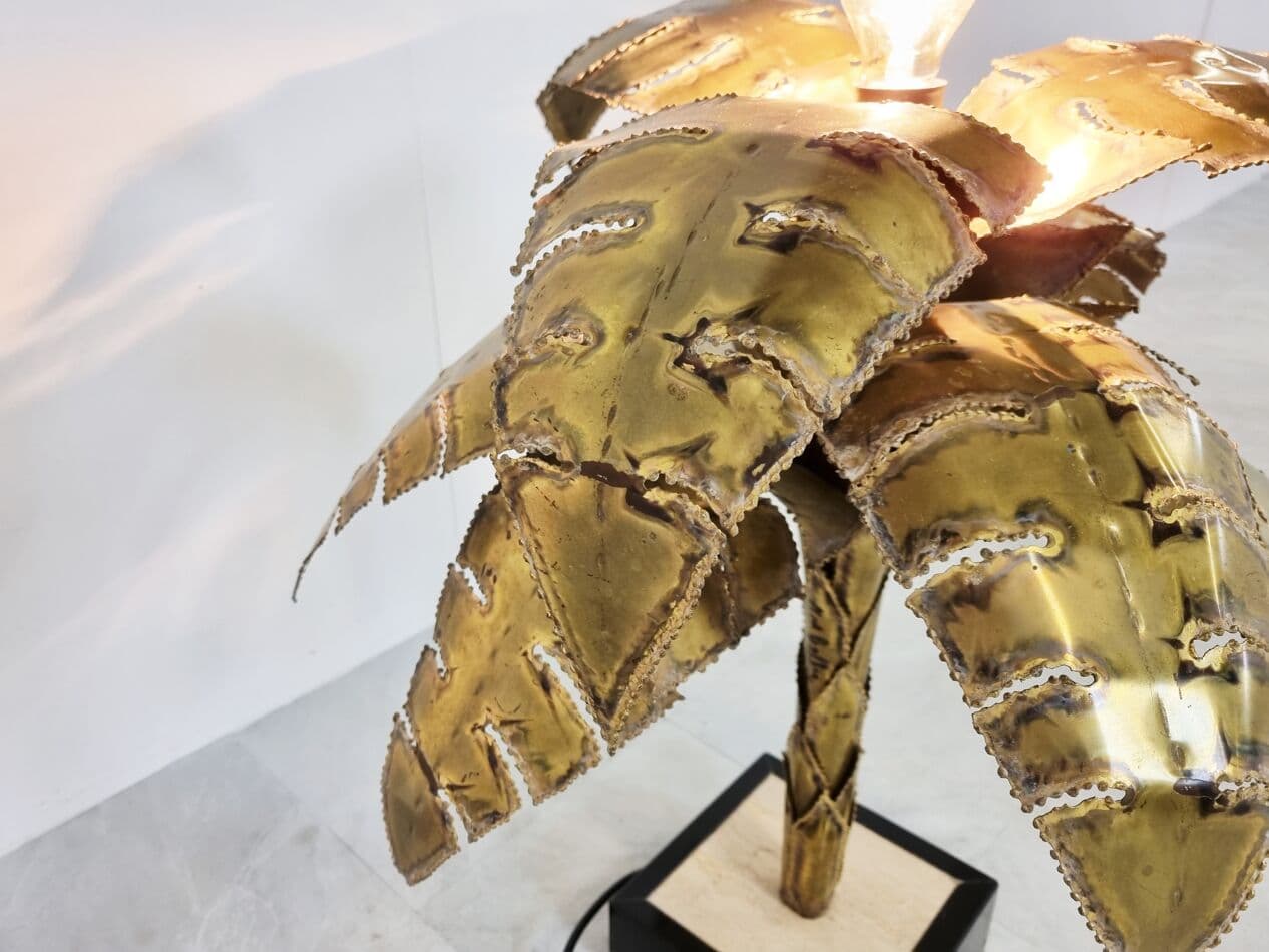 Lampa stołowa Palm, złoty, mosiądz, Francja, lata 70. - 265564
