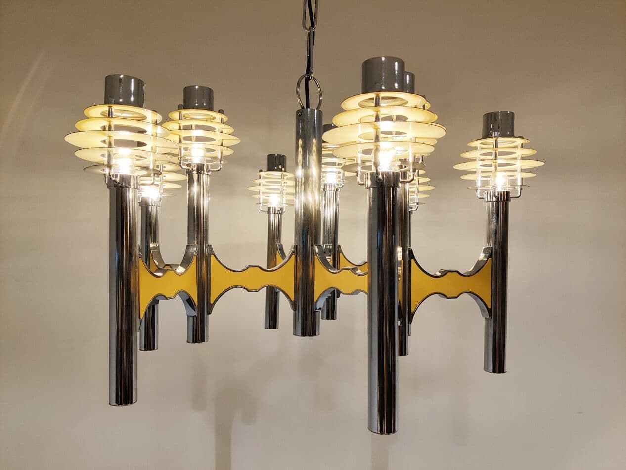 Żyrandol Space Age, chrom, metal, proj. G. Sciolari, Włochy, lata 70. - 265543