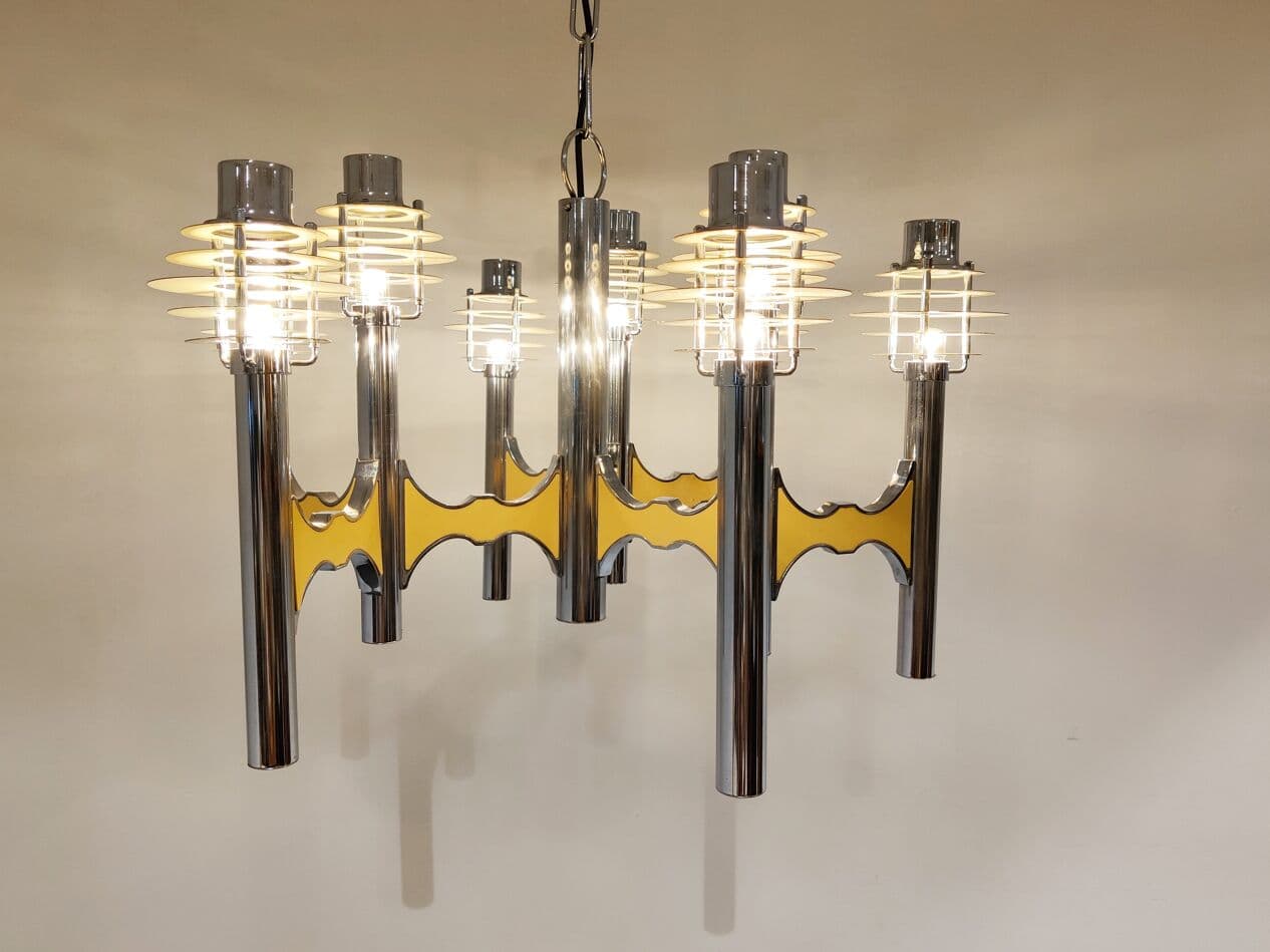 Żyrandol Space Age, chrom, metal, proj. G. Sciolari, Włochy, lata 70. - 265537