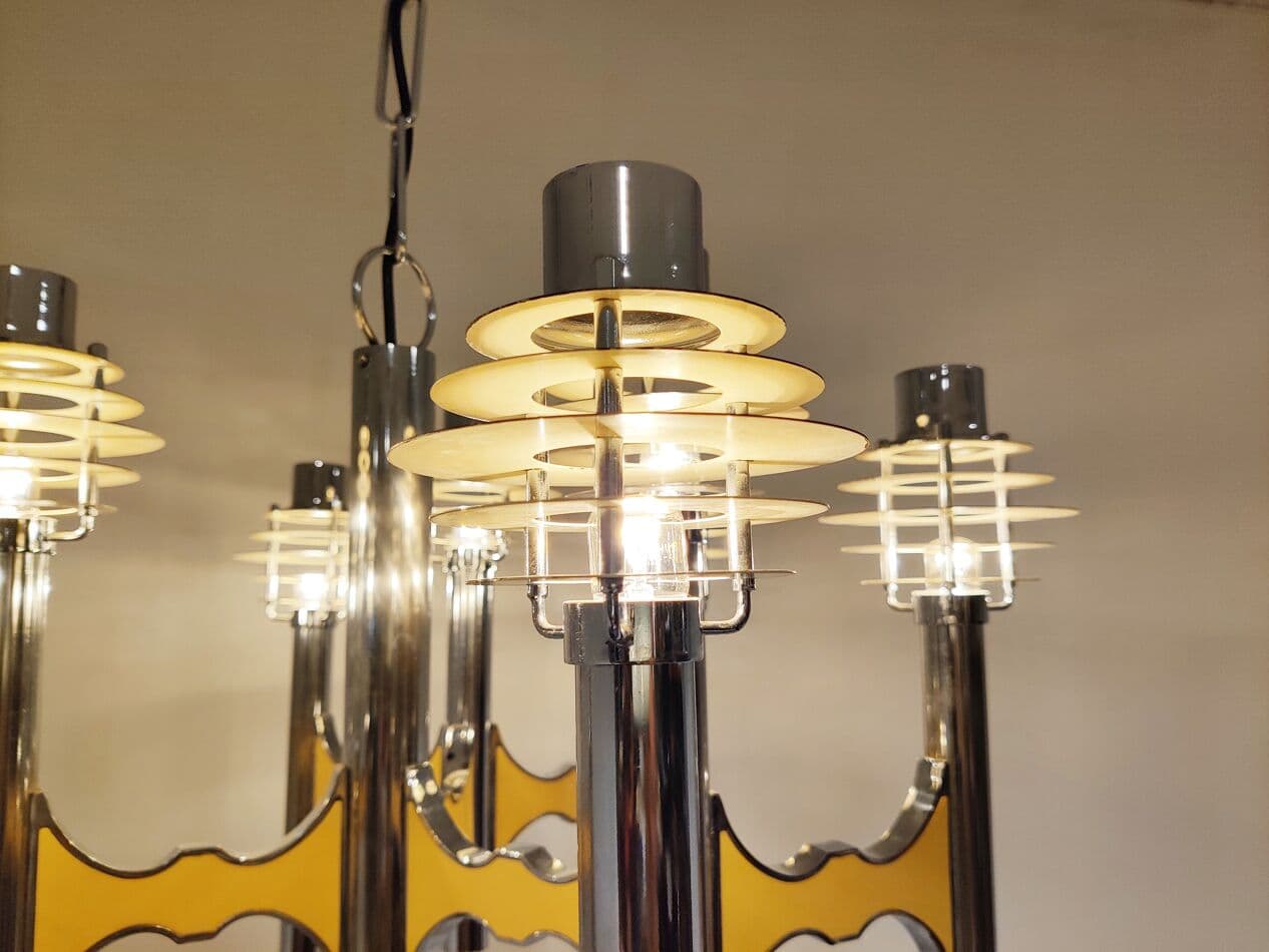 Żyrandol Space Age, chrom, metal, proj. G. Sciolari, Włochy, lata 70. - 265539