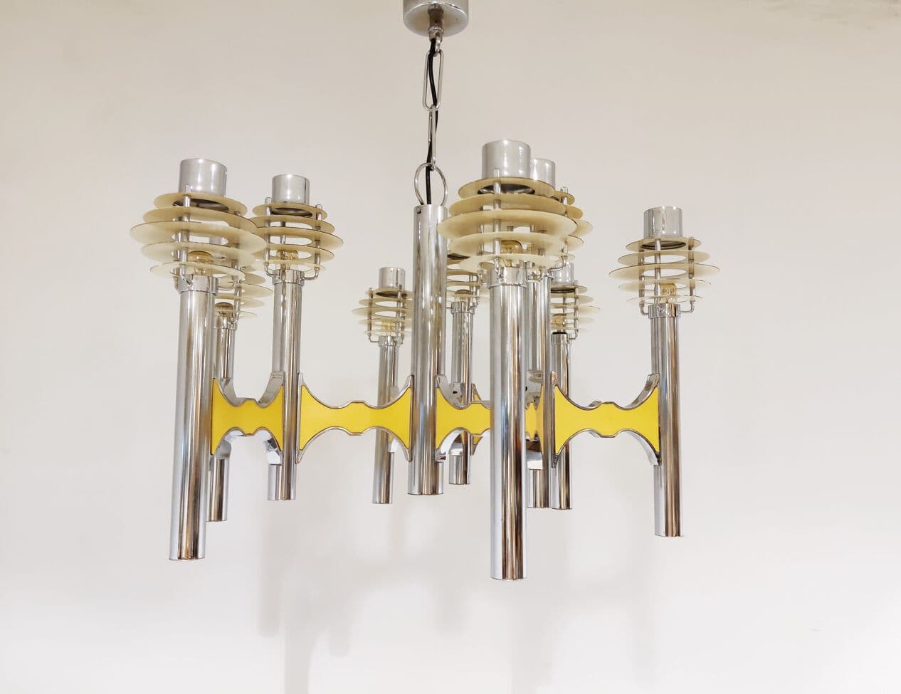 Żyrandol Space Age, chrom, metal, proj. G. Sciolari, Włochy, lata 70. - 265533