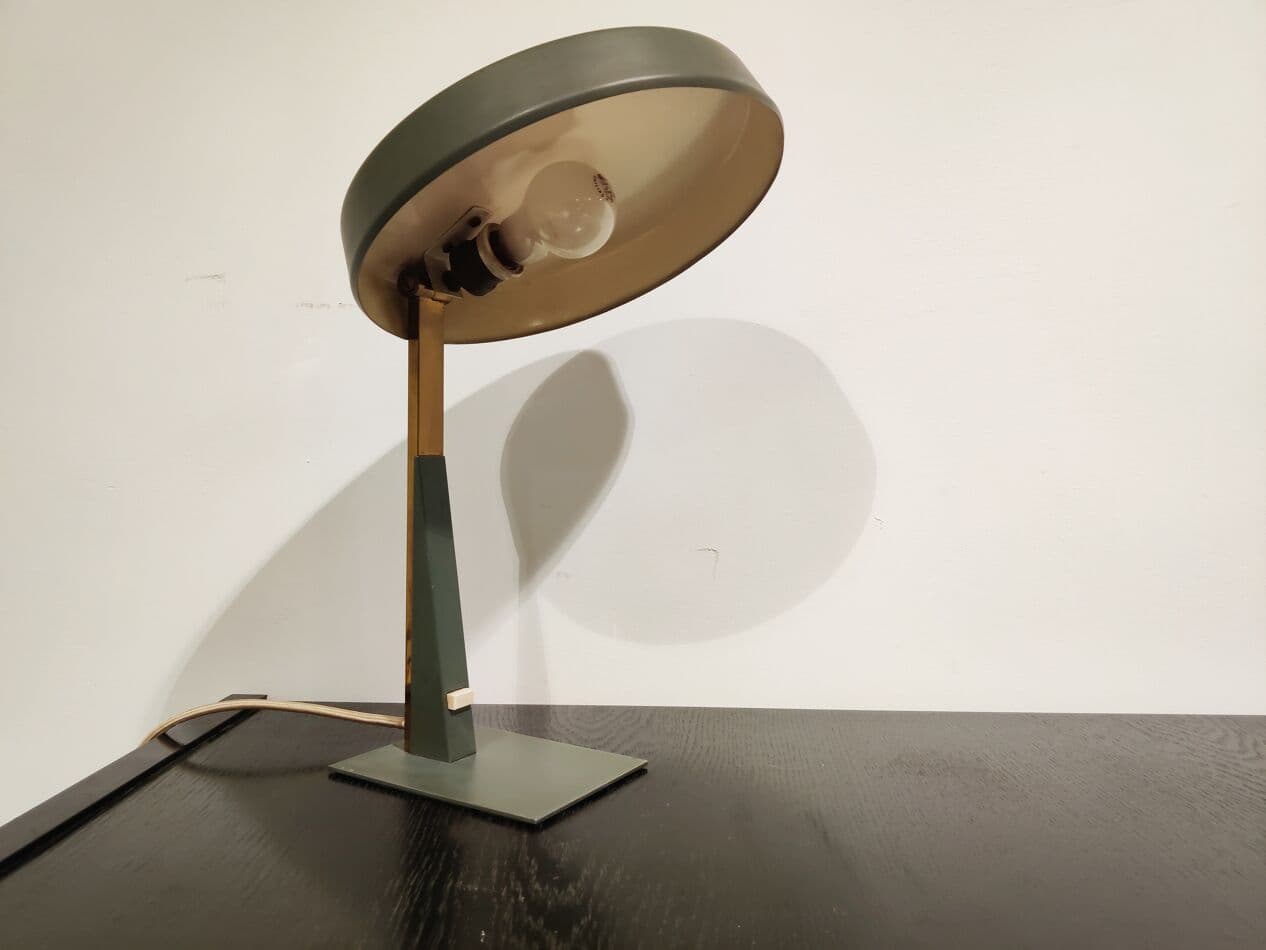 Lampa stołowa, zielony, metal, proj. L. Kalff, Philips, Holandia, lata 50. - 265520