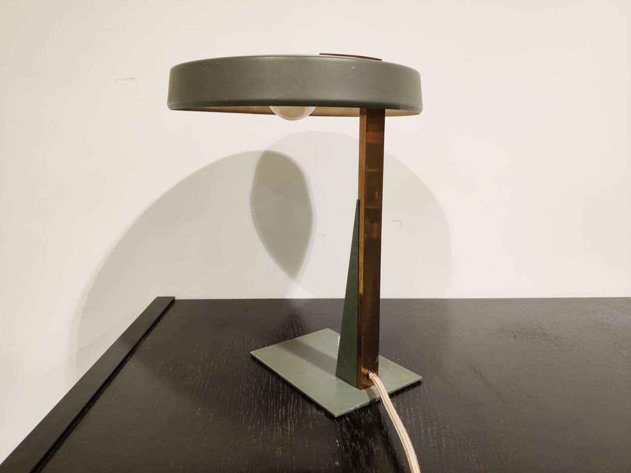 Lampa stołowa, zielony, metal, proj. L. Kalff, Philips, Holandia, lata 50. - 265525