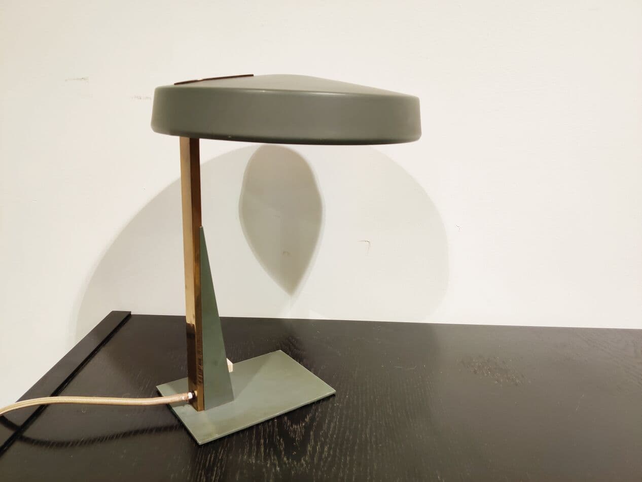 Lampa stołowa, zielony, metal, proj. L. Kalff, Philips, Holandia, lata 50. - 265523