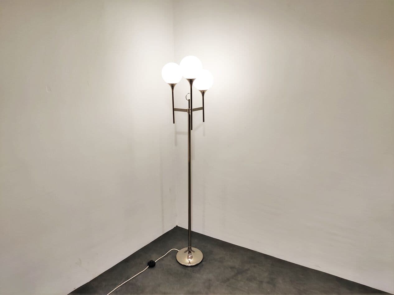 Lampa podłogowa, chrom srebrny, proj. G. Sciolari, Włochy, lata 70. - 265514