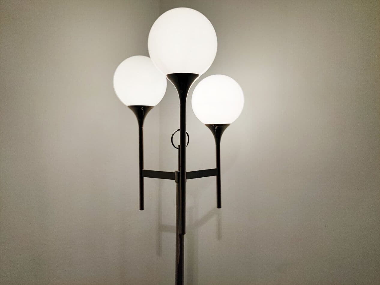 Lampa podłogowa, chrom srebrny, proj. G. Sciolari, Włochy, lata 70. - 265509