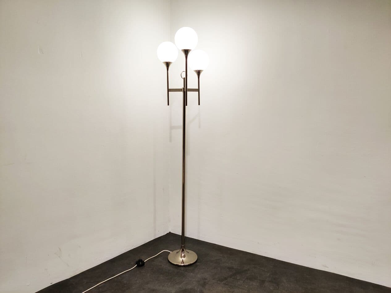 Lampa podłogowa, chrom srebrny, proj. G. Sciolari, Włochy, lata 70. - 265518