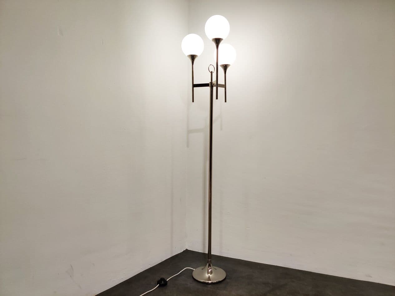Lampa podłogowa, chrom srebrny, proj. G. Sciolari, Włochy, lata 70. - 265511