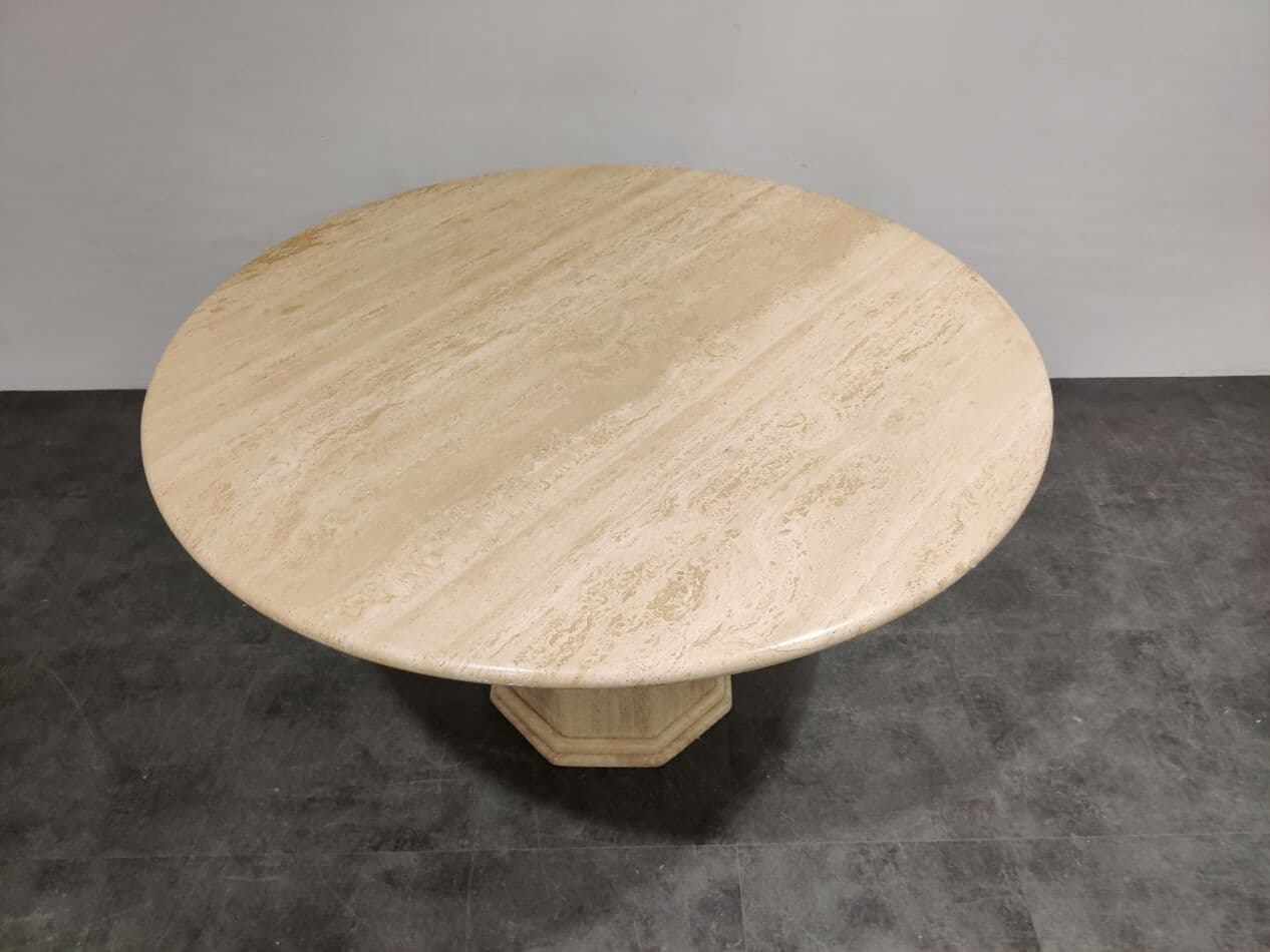 Dining Table Round, beige, travertine, Italy, 1970s - 265475