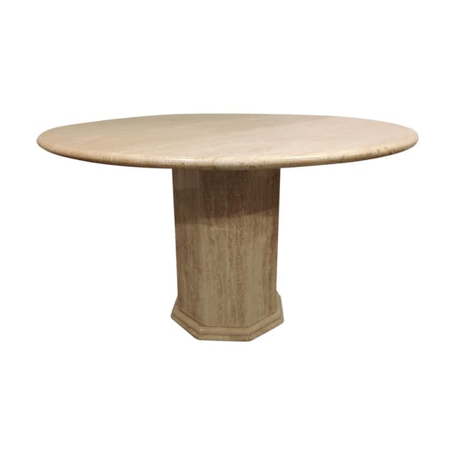 Dining Table Round, beige, travertine, Italy, 1970s - DIMENSION