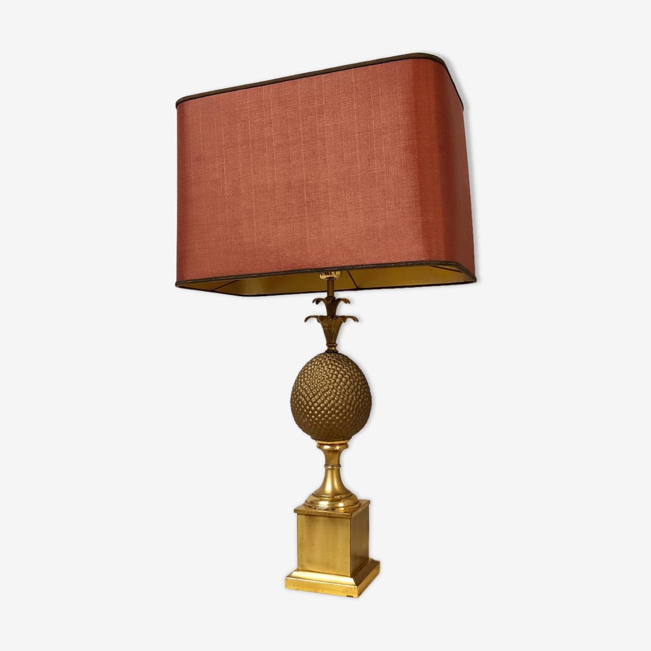 Lampa stołowa ananas, mosiądz złoty, Francja, lata 70. - 265453