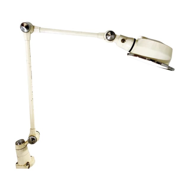 Lampa biurkowa artykułowana, biała, metal, lata 60. - WYMIARY