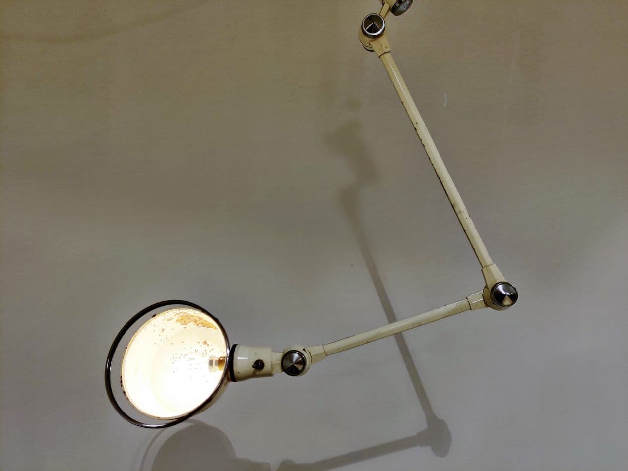 Lampa biurkowa artykułowana, biała, metal, lata 60. - 265441