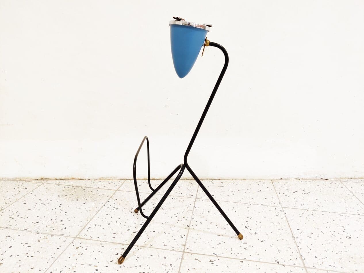 Popielniczka z gazetnikiem, niebieski, metal, Belgia, lata 60. - 265429