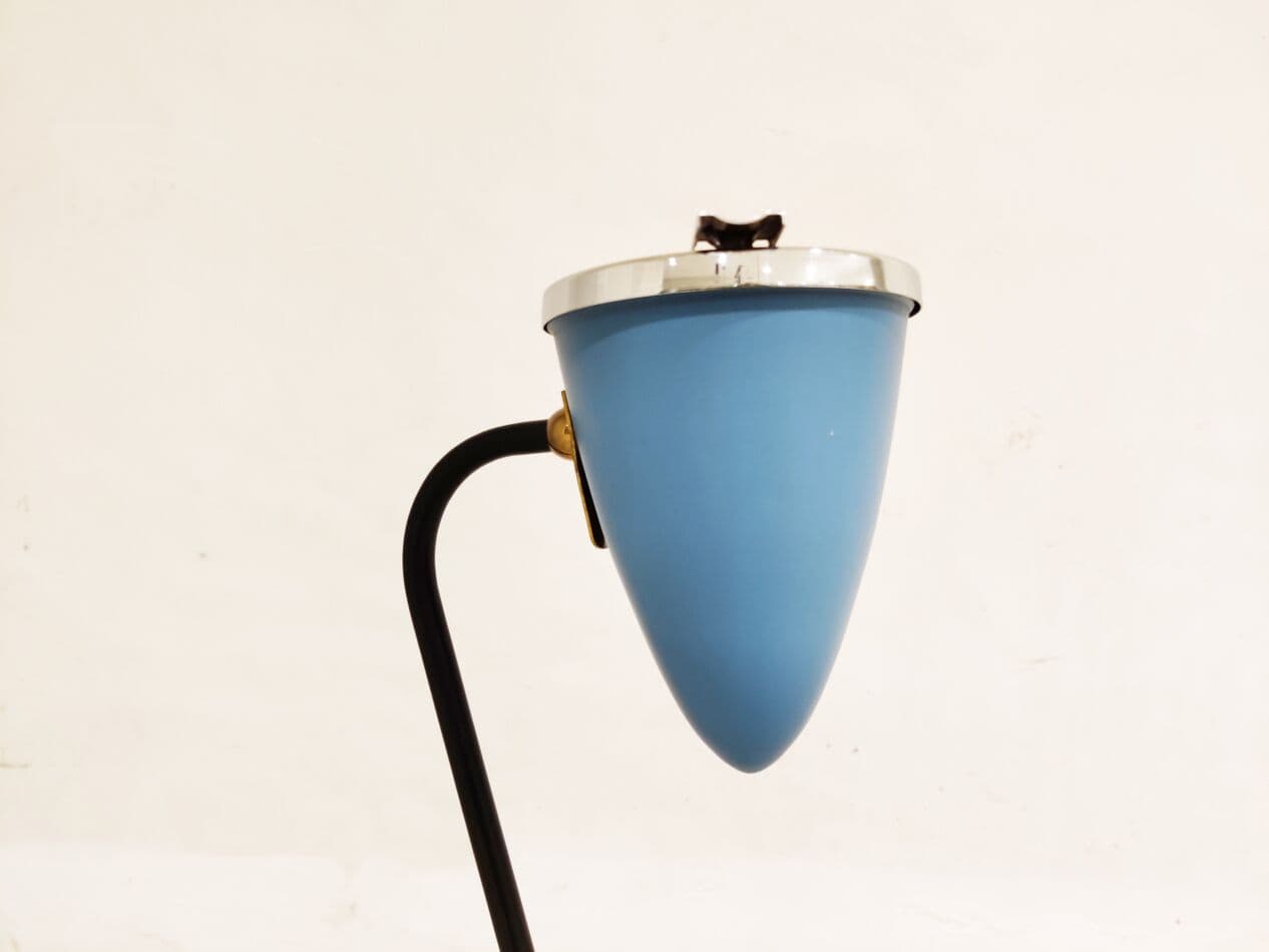 Popielniczka z gazetnikiem, niebieski, metal, Belgia, lata 60. - 265433