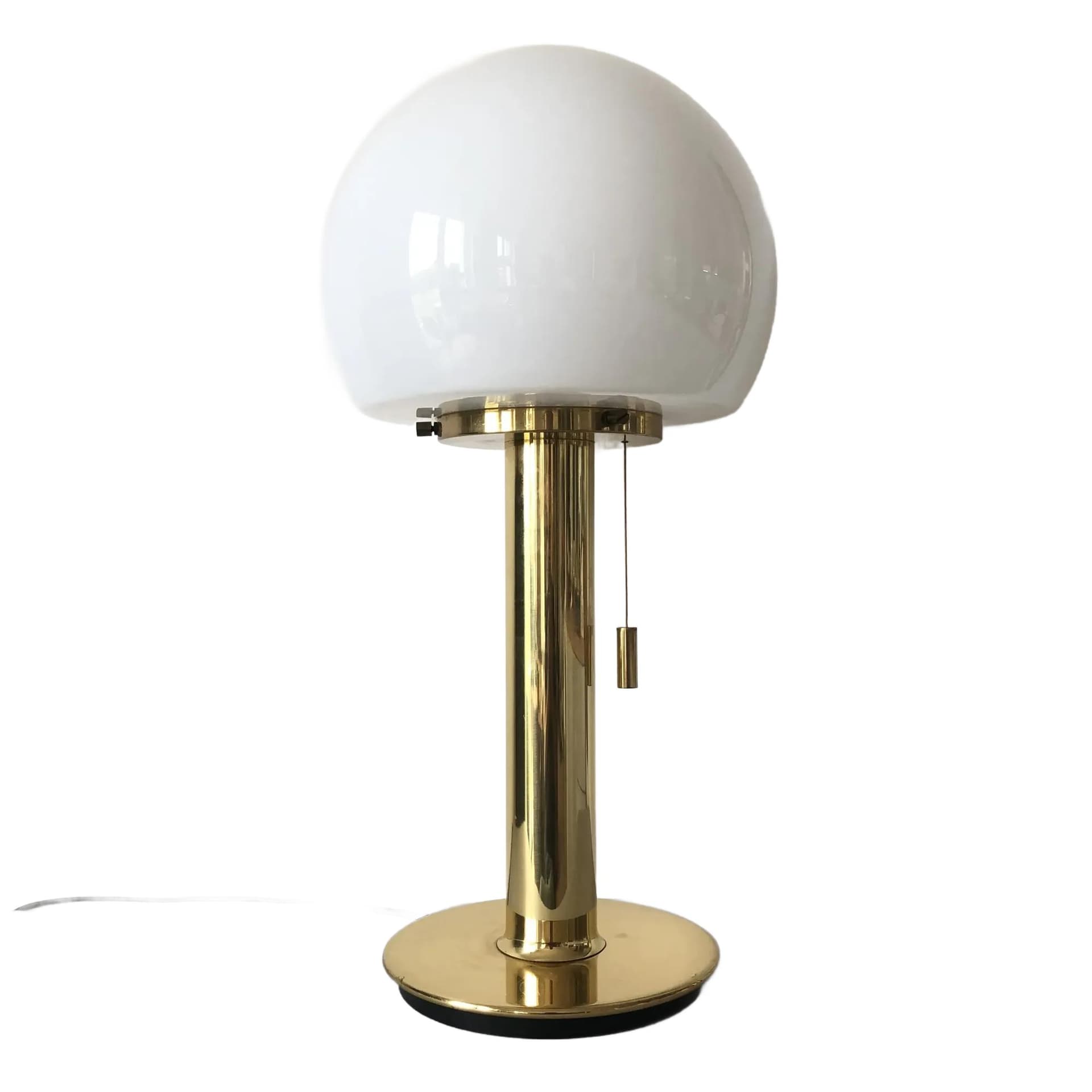 Lampa stołowa, złocony mosiądz, proj. K. Springer, Glashutte Limburg, Niemcy, lata 70.