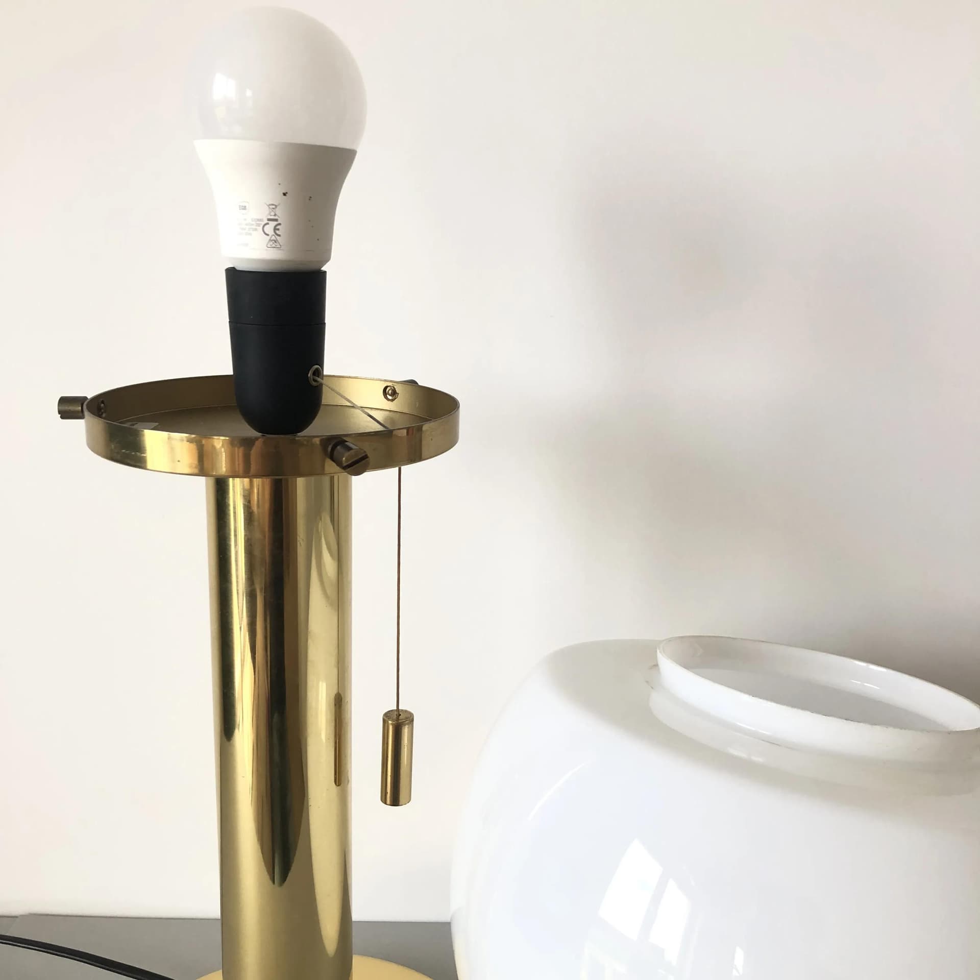 Lampa stołowa, złocony mosiądz, proj. K. Springer, Glashutte Limburg, Niemcy, lata 70. - 19768