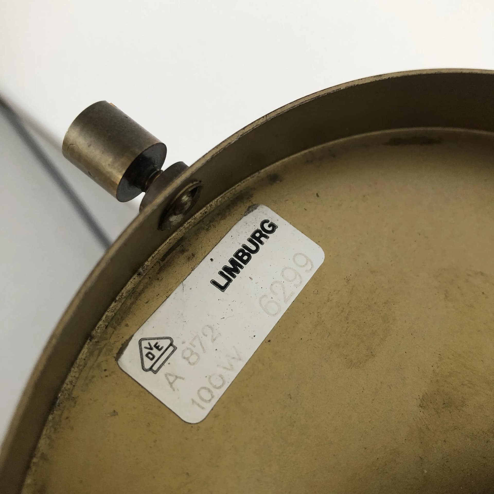 Lampa stołowa, złocony mosiądz, proj. K. Springer, Glashutte Limburg, Niemcy, lata 70. - 19769