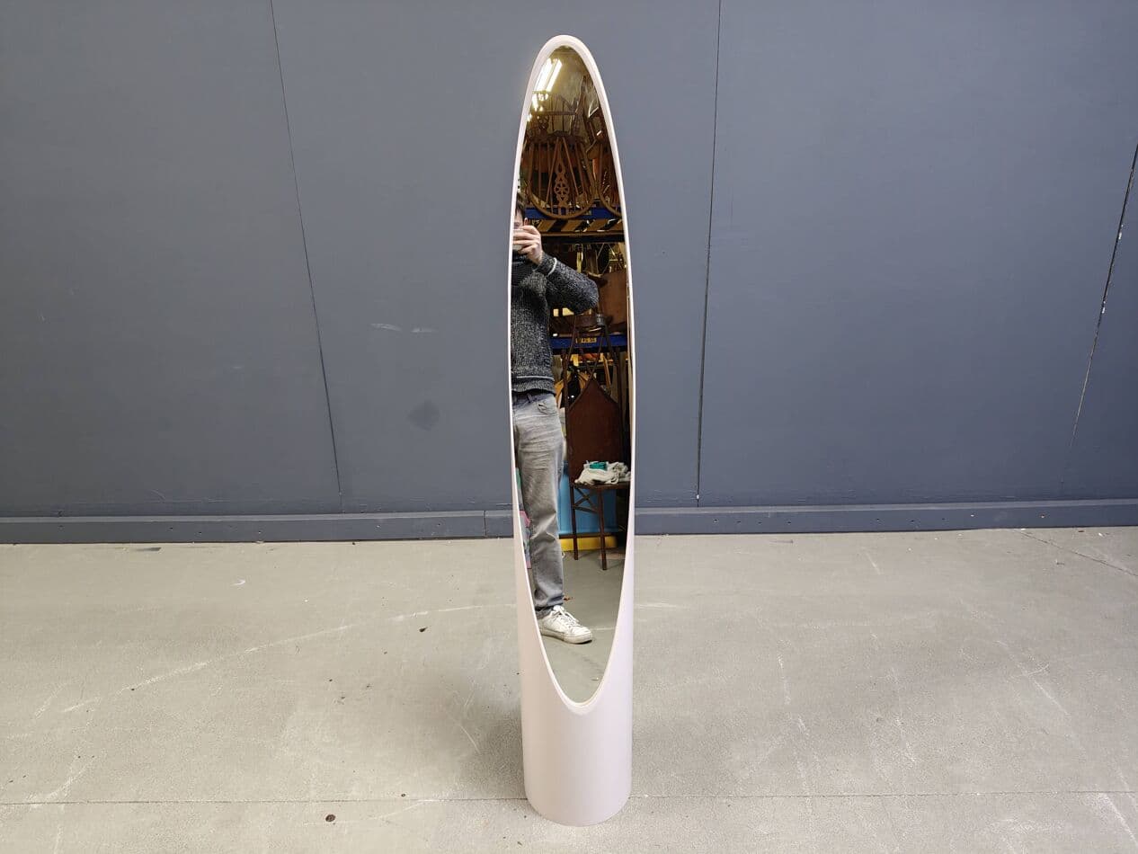 Lustro podłogowe Unghia, beżowy, plastik, proj. R. Bonetto, Włochy, lata 70. - 265370