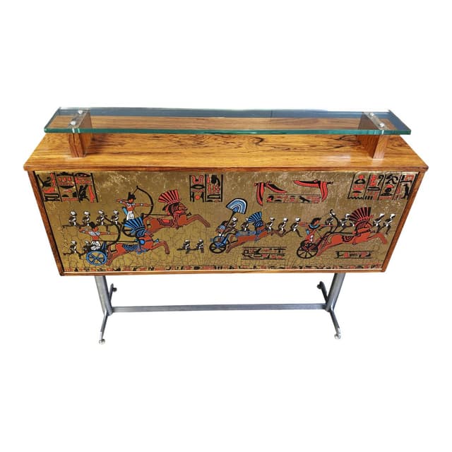 Barek, brązowy, drewno, Belgia, lata 70. - WYMIARY