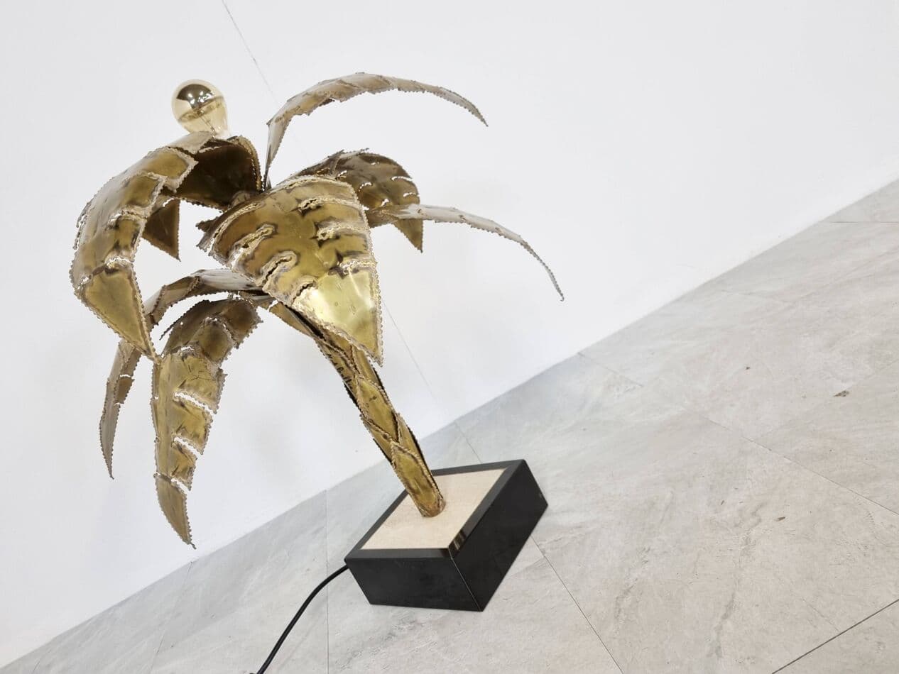 Lampa stołowa Palm, mosiądz złoty, Maison Jansen, Francja, lata 70. - 265313