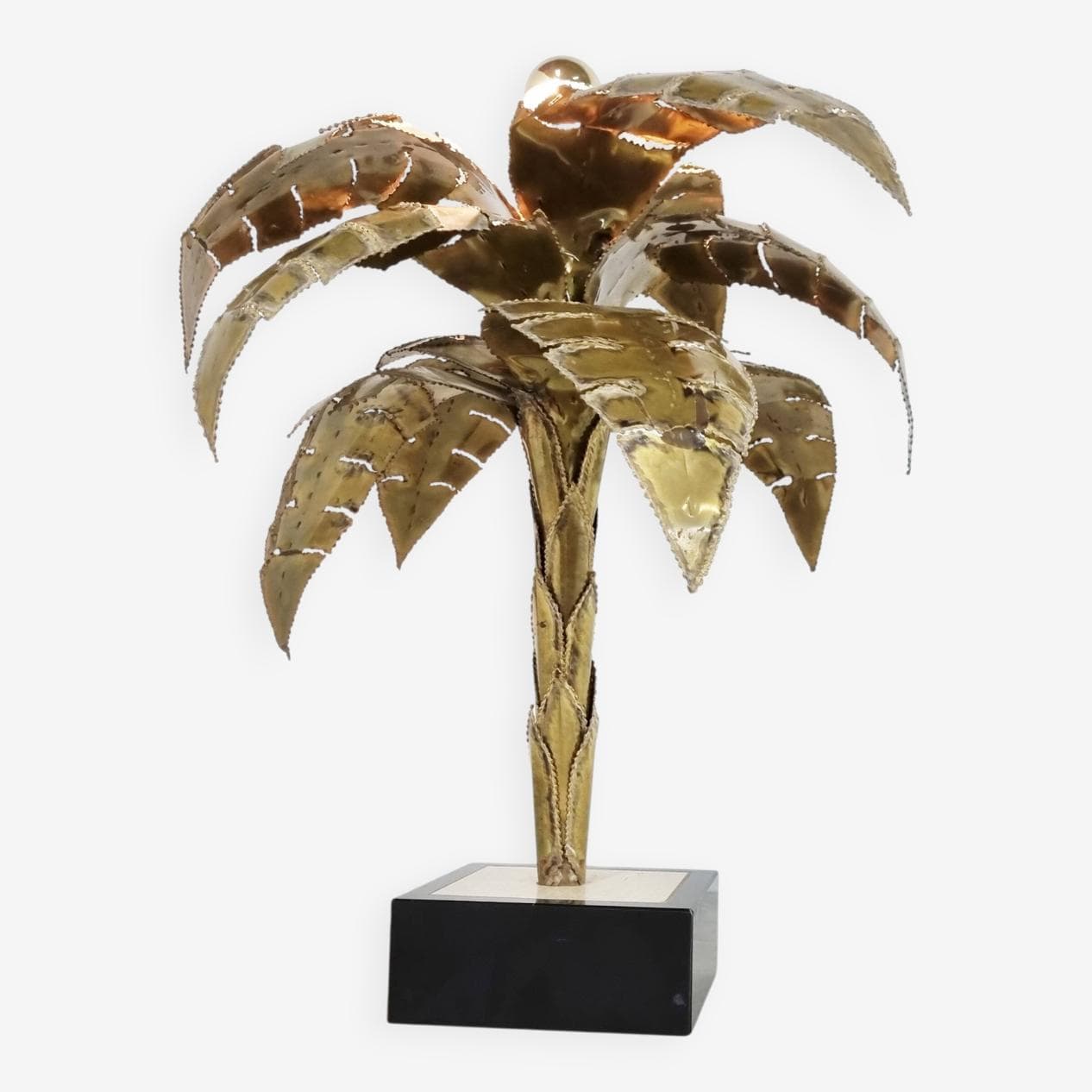 Lampa stołowa Palm, mosiądz złoty, Maison Jansen, Francja, lata 70. - 265317