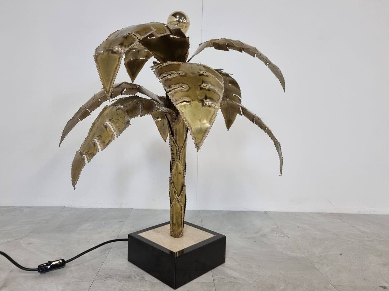 Lampa stołowa Palm, mosiądz złoty, Maison Jansen, Francja, lata 70. - 265315