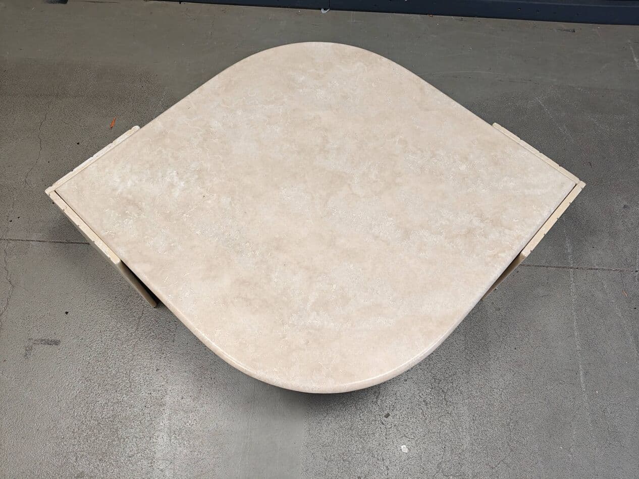 Coffee table, beige travertine, Roche Bobois, France, 1970s. - 265278