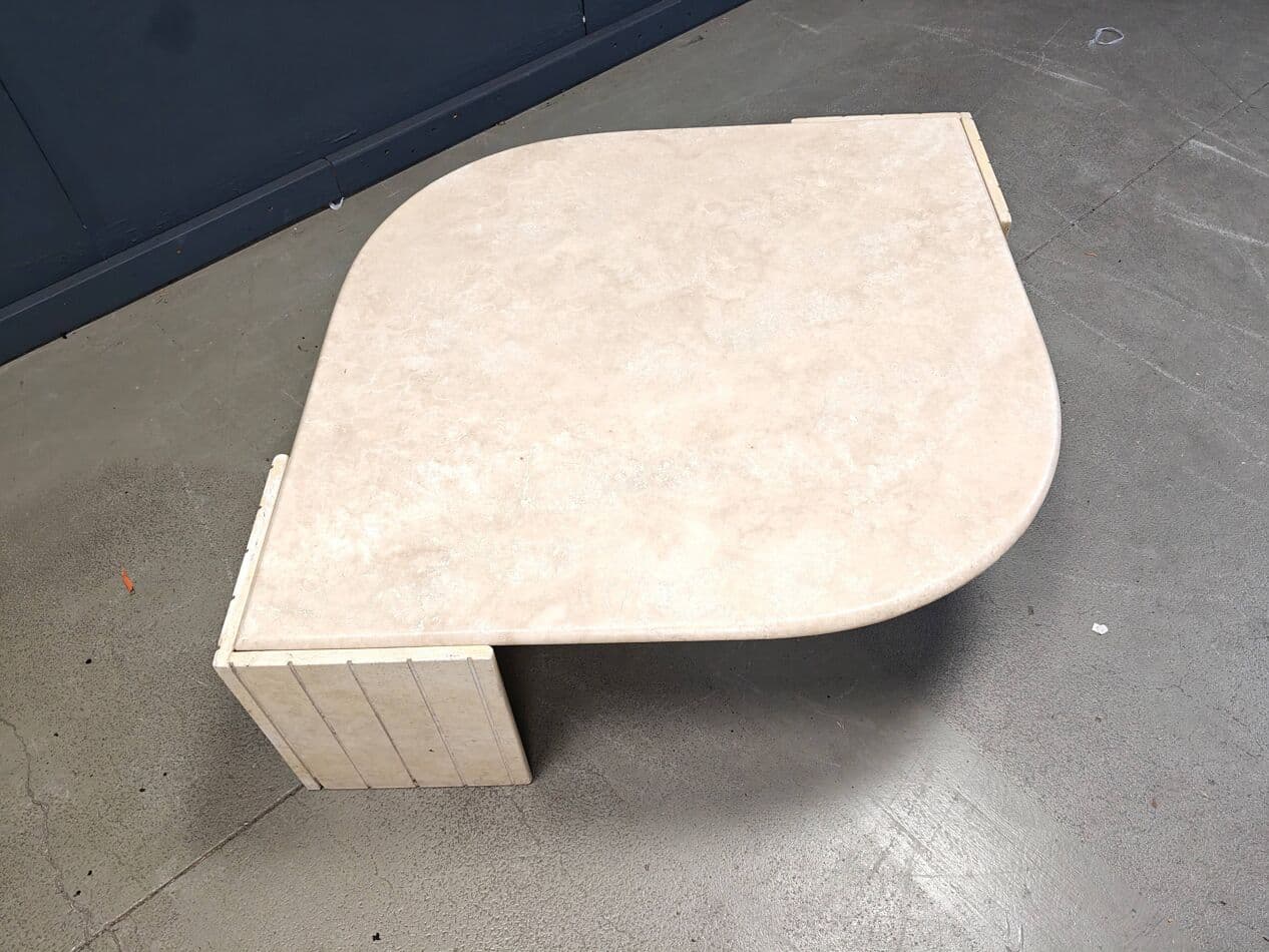Coffee table, beige travertine, Roche Bobois, France, 1970s. - 265282